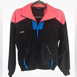 NWOT Vintage 90s Columbia Womens Fleece Jacket‎ sz M Vibrant Blue / Pink & black